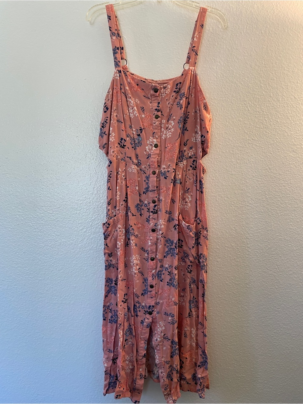 Floral Button-Front Strappy Maxi Dress - Dusty Rose